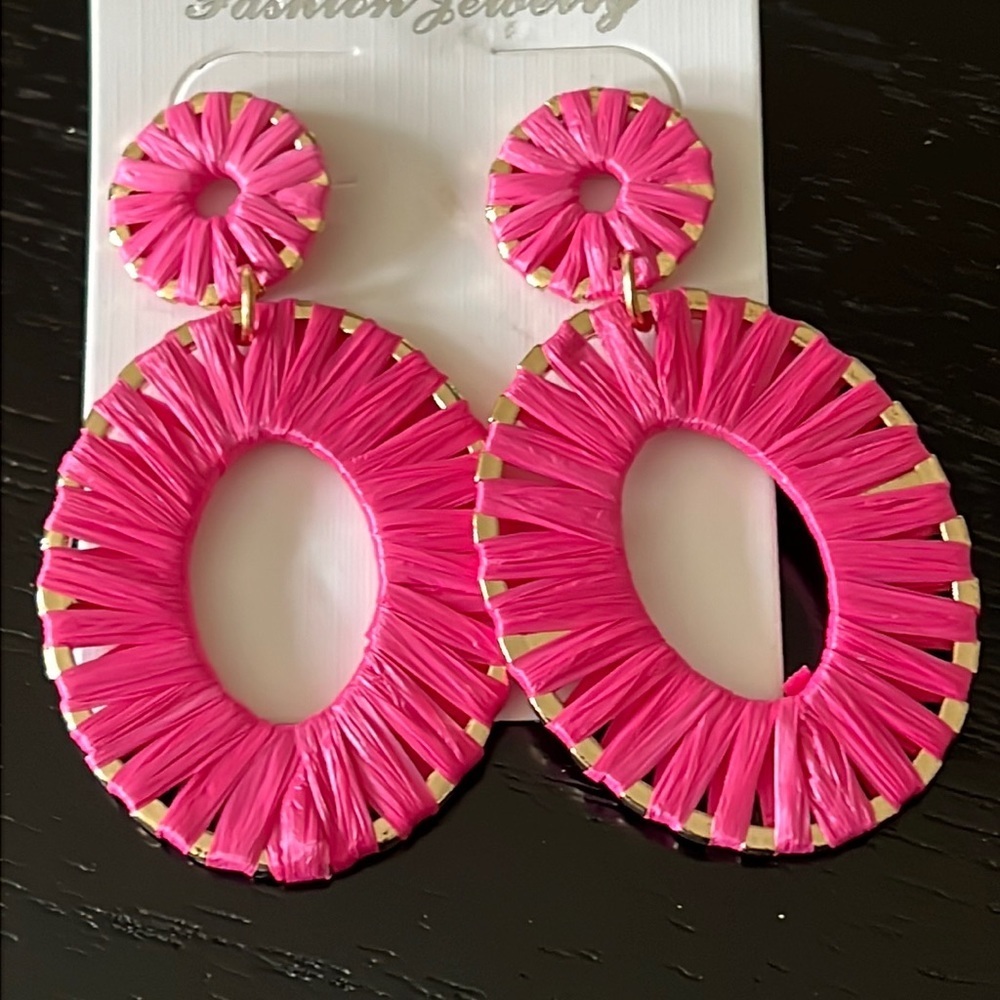 PINK and gold tone metal earrings-NWT